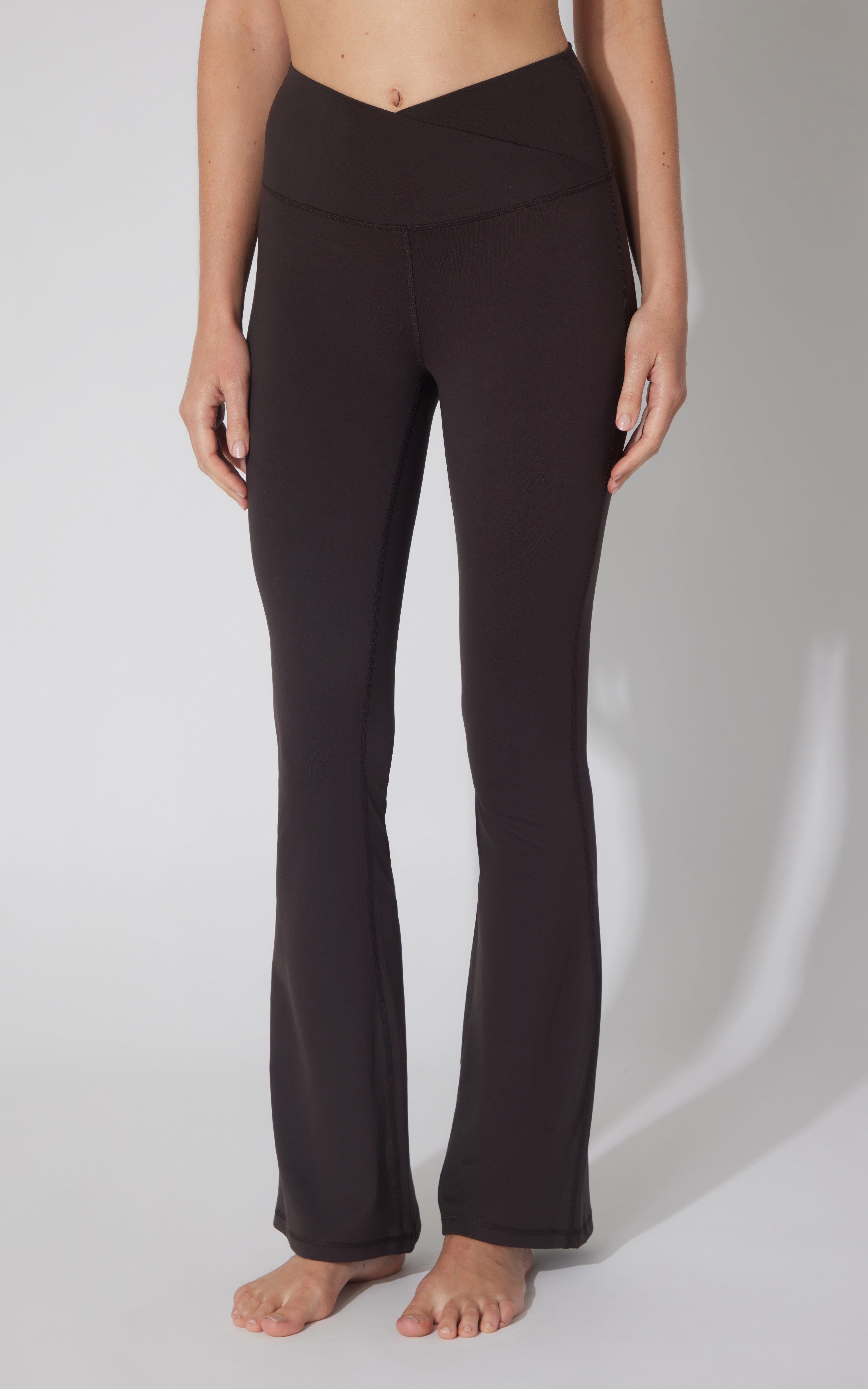 90 Degree by Reflex Lux Madison Crossover Elastic Free Waist Flare Leg Pant, official product photo